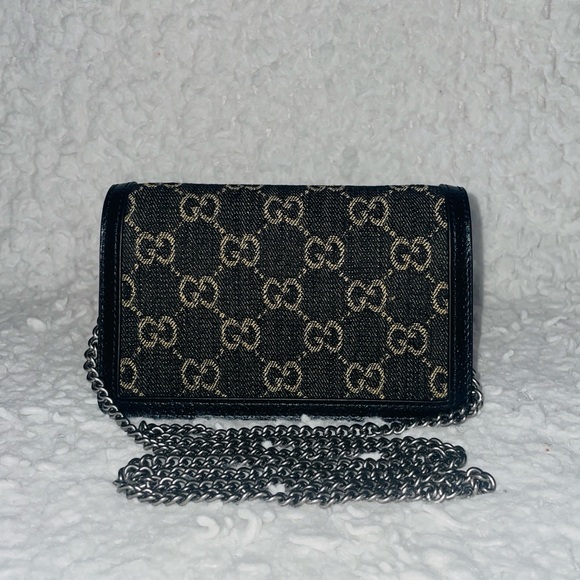 Gucci GG Denim Monogram Super Mini Dionysus Shoulder Crossbody Bag Black 476432 - Picture 5 of 17